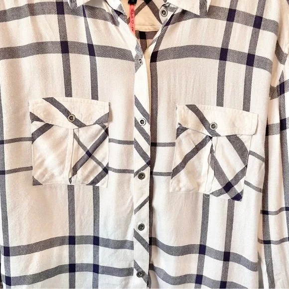 Rails + Free People Blue and White Plaid Button Down - Picture 3 of 7